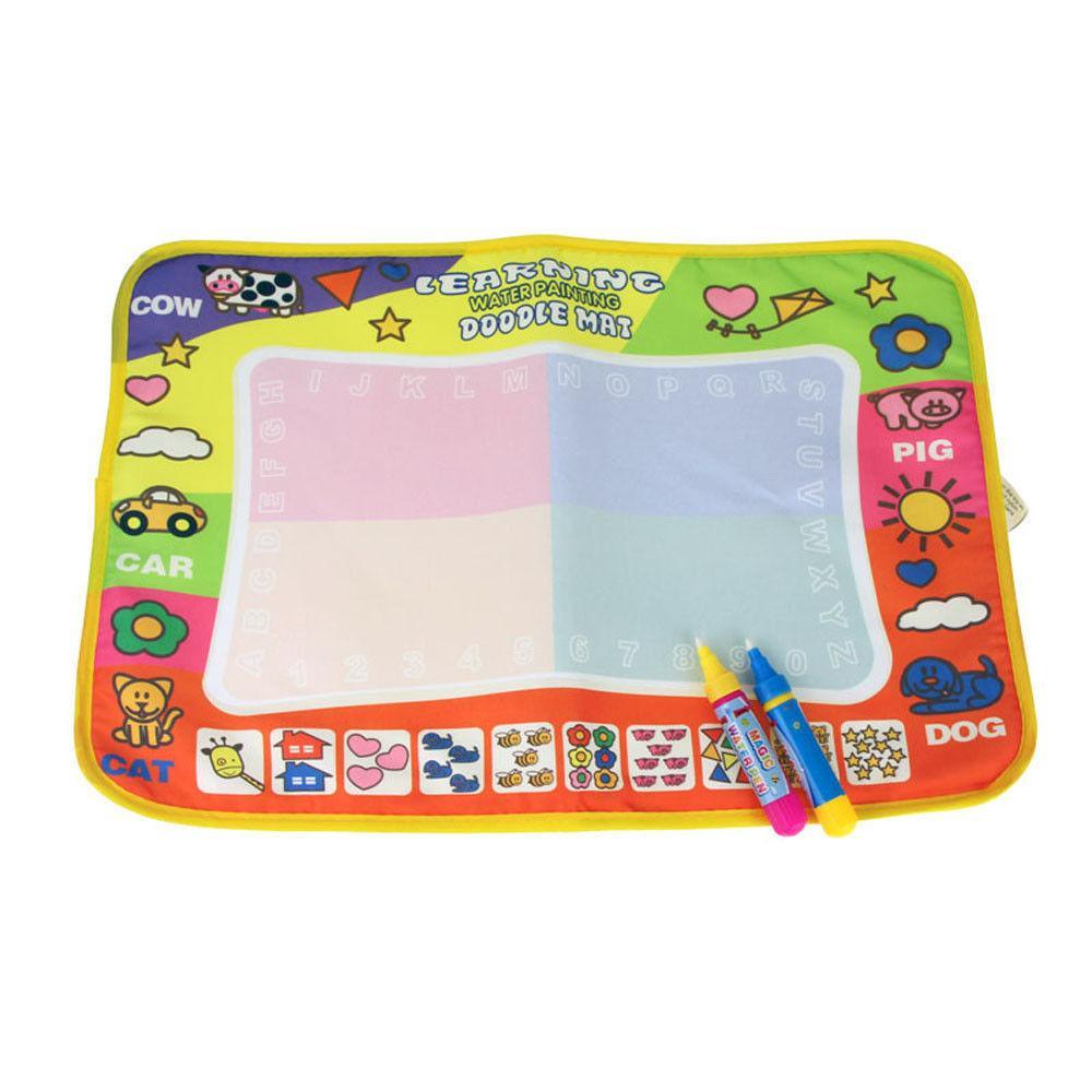 Tapis de dessin à l'eau pour enfants de 1 à 6 ans, tableau/tapis de peinture éducatif pour tout-petits avec stylo magique à eau, cadeau 45,5 x 29 cm (Blanc)