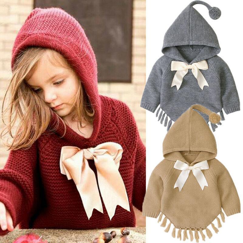 Manteau Bébé Fille, Cape, Manche Longue, Pull, Nœud, Veste, Vêtements d'Extérieur, Manteau de Luxe Pour Filles