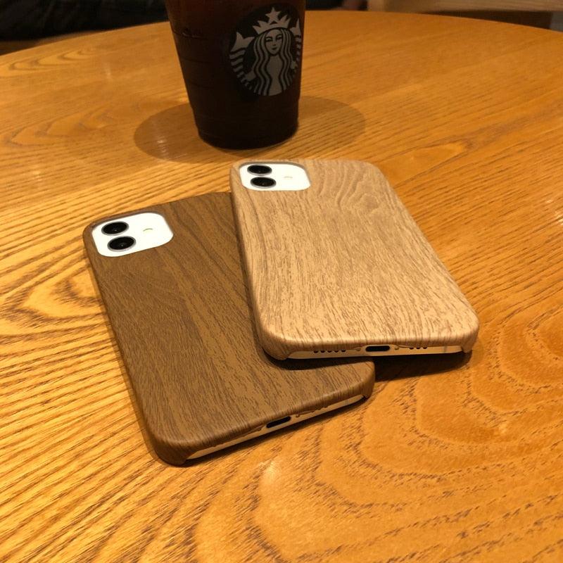 Coque de téléphone de luxe en bois simple pour iPhone 12 11 Pro Max Mini XS X XR 7 8 Plus SE Rétro Nouveau design naturel en bois de bambou doux et écologique Coque de protection pour téléphone