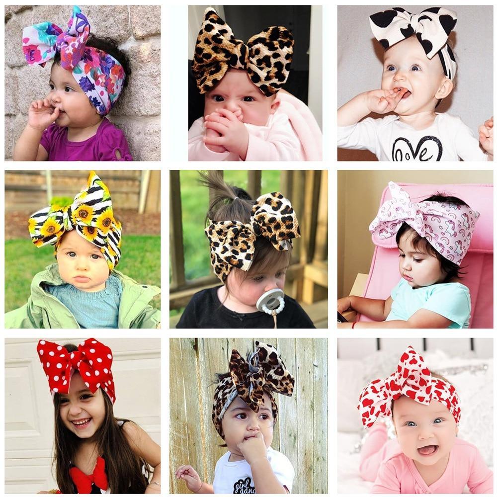 Bandeau de luxe moderne à nœuds pour bébés et enfants, avec motif floral, élastique, accessoires pour cheveux, noué pour filles