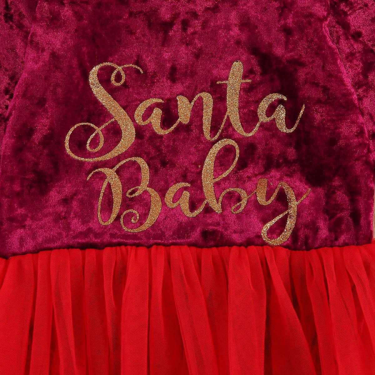 Automne  Bébés Filles Noël Rouge Manches Longues  Robe Motif Lettres Imprimées Festival Design Unique