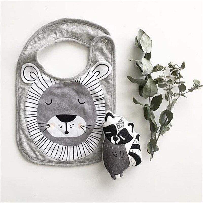 Bavette en coton de luxe avec imprimé animal de dessin animé et boutons-pression, serviette de salive imperméable, tablier d'alimentation pour bébé et enfant