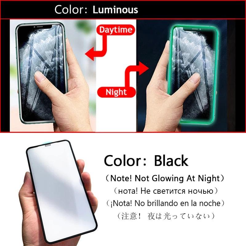 3 pièces protecteurs d'écran lumineux pour iPhone 14 11 Pro Max 12 Mini XR X XS, verre trempé lumineux pour iPhone 13 Pro Max 8 7 Plus, protecteur d'écran en verre trempé compatible avec iPhone