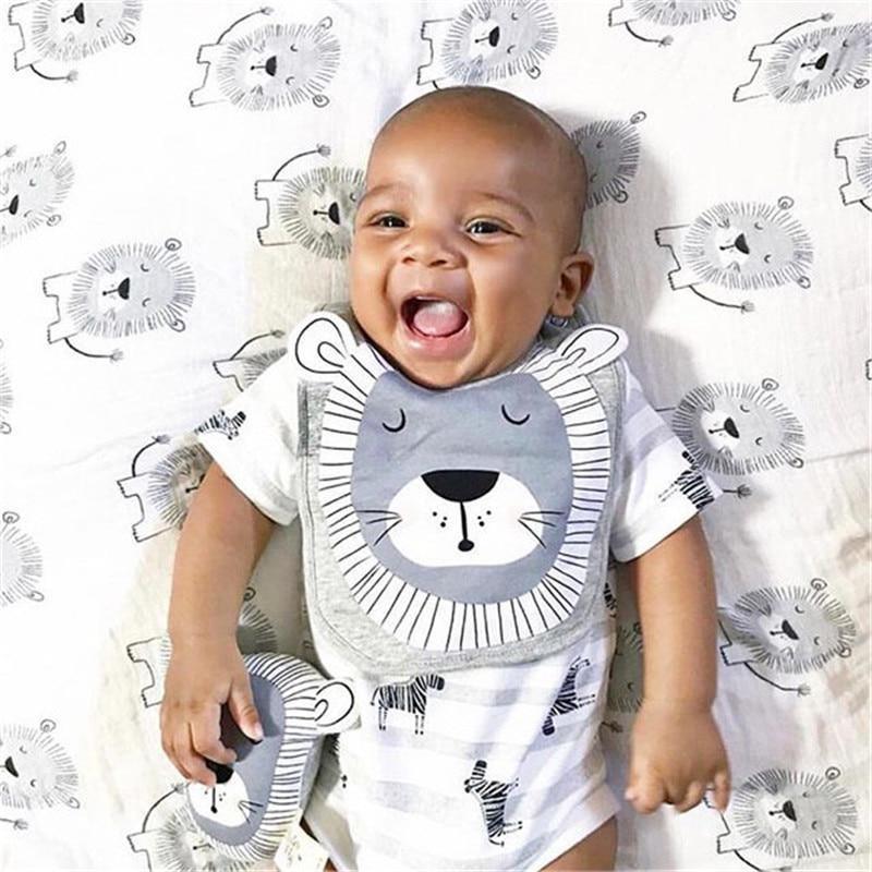 Bavette en coton de luxe avec imprimé animal de dessin animé et boutons-pression, serviette de salive imperméable, tablier d'alimentation pour bébé et enfant