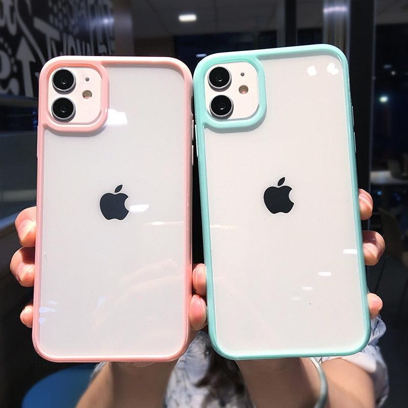 Coque de téléphone antichoc transparente avec pare-chocs pour iPhone 11 12 13 14 Pro Max Mini, motif bonbon mignon, coque rigide de luxe translucide pour iPhone