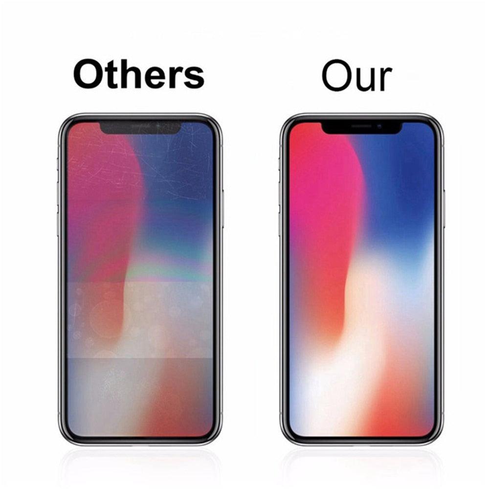 3 pièces pour iPhone 12 13 Mini 14 Pro Max Film de protection d'écran en verre pour iPhone XR XS SE 2022 6 7 8 Plus 13 Pro Max Verre non entièrement incurvé anti-explosion film de protection d'écran en verre trempé pour iPhone