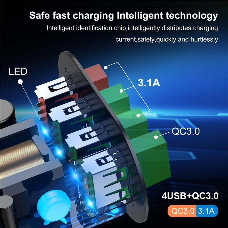 Chargeur USB Portable 3A Charge Rapide 3.0 Chargeur de Téléphone Mobile 4 Ports 48W Chargeurs Muraux Rapides