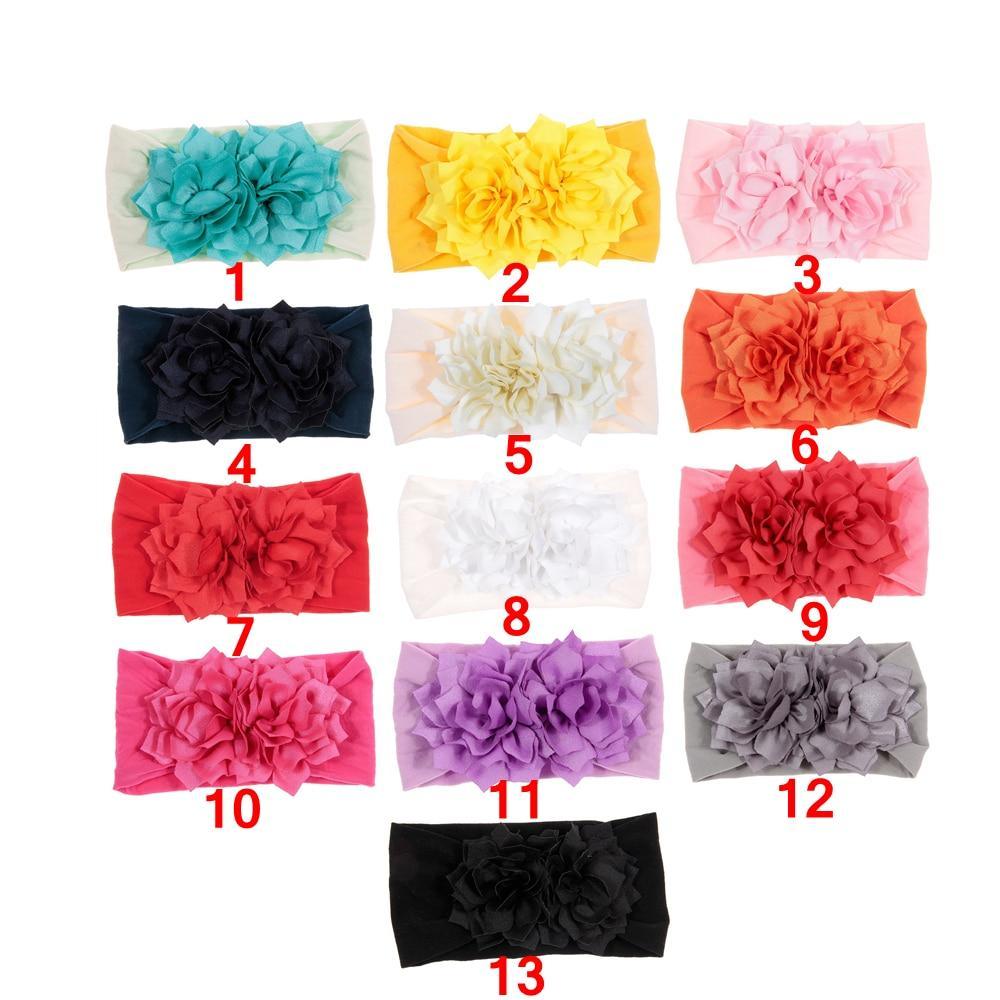 Mignon 1 PC Bébé Filles Fleur de Lotus Bandeau Nylon Nœud Élastique Nouveau-né Tout-petit Bandeaux Accessoires Cheveux Enfants Cadeaux