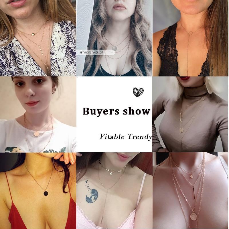 Collier ras du cou avec pendentif multicouche en cristal doré, style vintage moderne, pour femme, bijoux de luxe, cadeau parfait, style cool