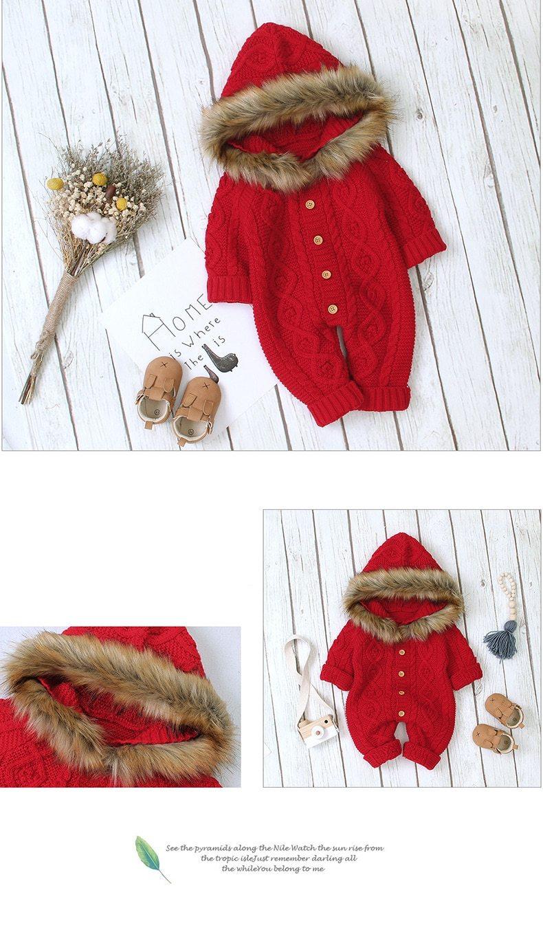 Manteau chaud élégant et moderne pour bébé, grenouillère en tricot à capuche pour nouveau-né, combinaison pour bébé au design moderne
