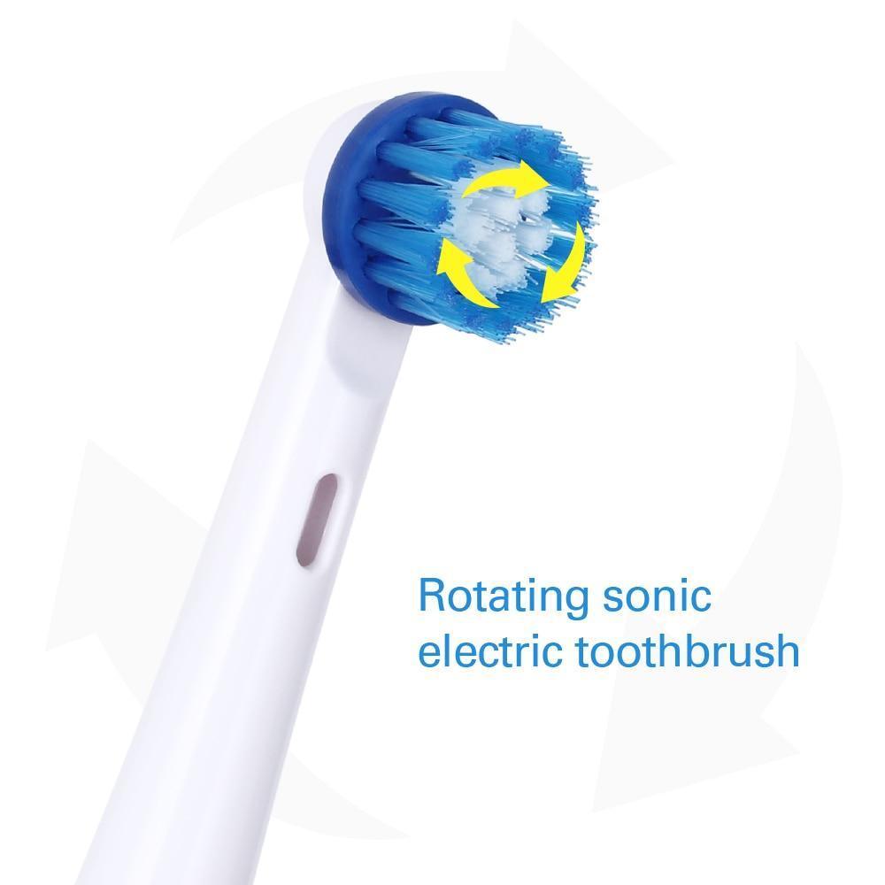 Brosse à Dents Électrique Professionnelle à Rotation Moderne avec 4 et 8 Têtes de Rechange Nettoyage en Profondeur Brosse à Dents à Piles Blanchiment des Dents pour Adultes