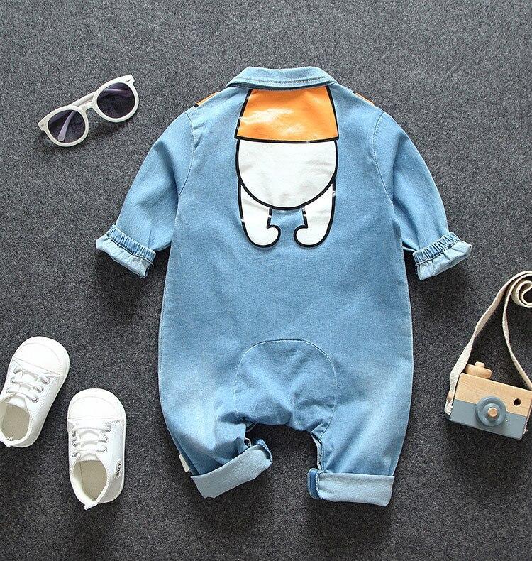Barboteuse et salopette modernes style jean pour nouveau-né, combinaison de dessin animé, vêtements pour bébé garçon