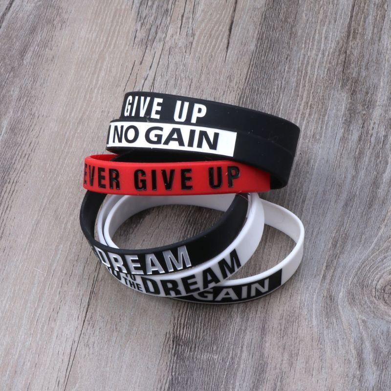 Bracelets Motivants en Caoutchouc de Silicone "Never Give Up" – Cadeau Idéal pour Hommes et Femmes, Style Tendance Cool