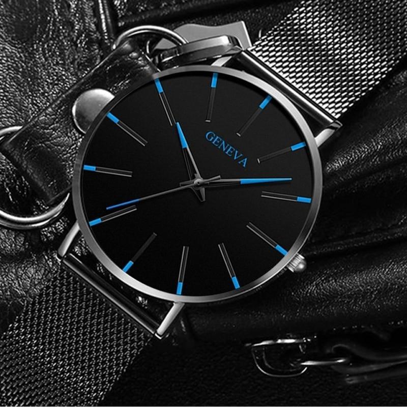 Montre Minimaliste Homme Ultra Fine Simple Homme Affaires Acier Inoxydable Maille Ceinture Montre à Quartz Relogio Masculino