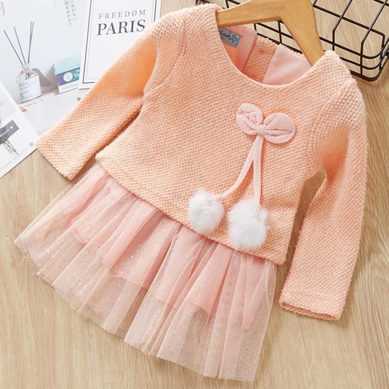 Bébé Fille   Mignonne Robe avec Boule Fluffy Design Unique Cadeau Parfait pour Petites Filles