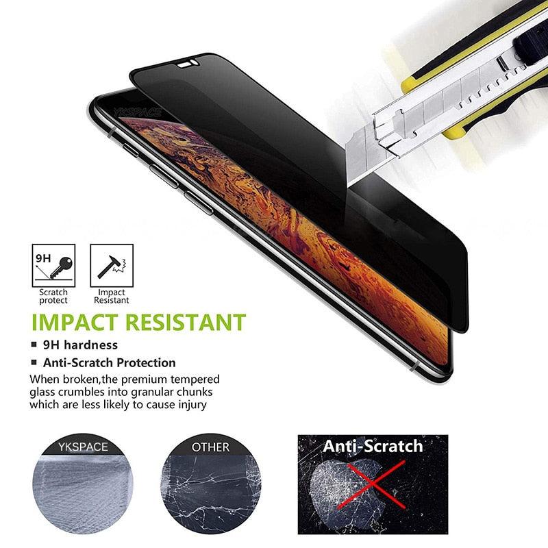 3 Pièces Meilleur Verre Trempé Confidentialité 9H pour iPhone 11 12 13 14 Pro Mini XS MAX X XR 6S 7 8 Plus SE Film de Protection Écran Anti-Espion Anti-Peeping en Verre Trempé pour iPhone