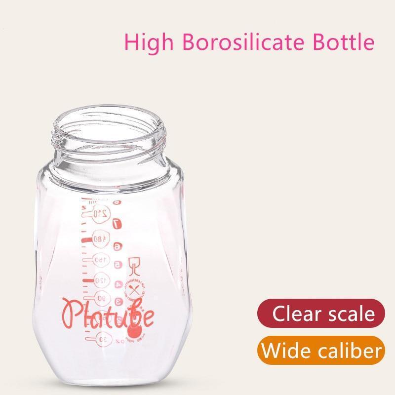 Biberon en verre mignon de dessin animé pour bébé, biberon en silicone sûr avec poignée, biberons colorés pour l'apprentissage du nouveau-né