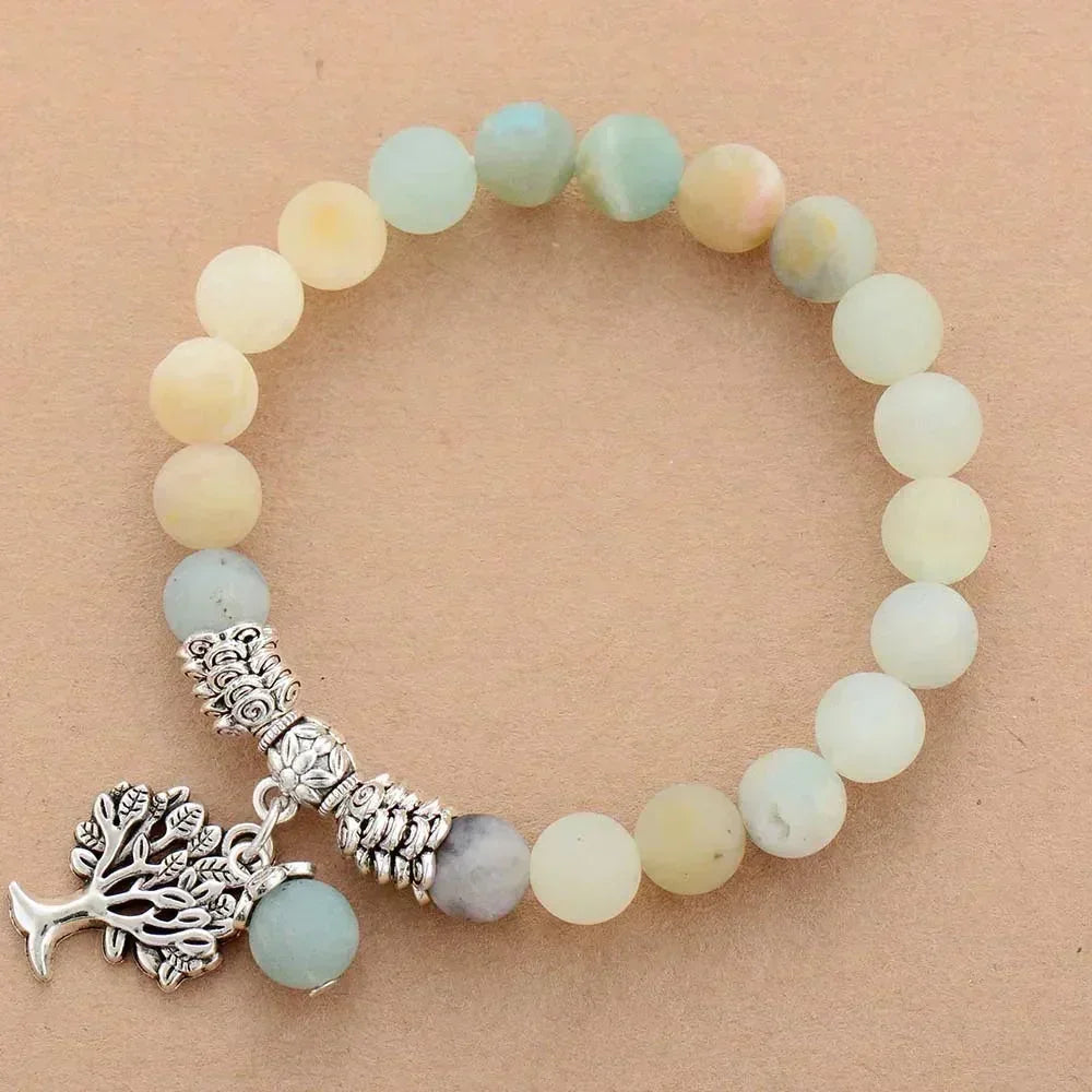 Bracelet à breloques Arbre de Vie en amazonite
