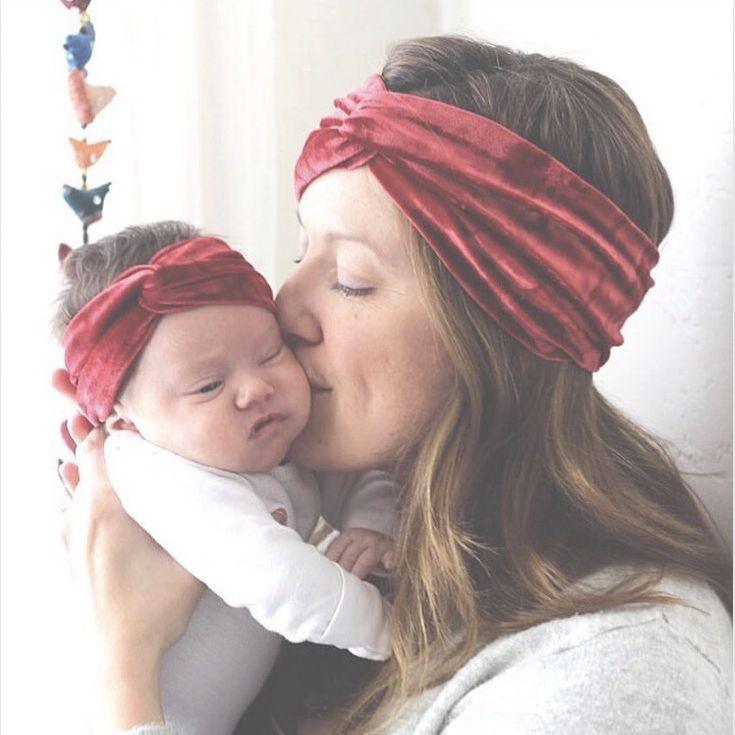 Lot de 2 bandeaux de luxe pour maman et bébé - Bandeaux modernes pour fille, mère et fille - Accessoires pour cheveux pour enfants