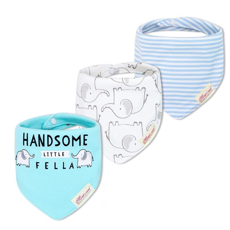 Bavettes bandanas pour bébé Moder, lot de 3 en coton, motifs triangulaires variés pour bébés garçons et filles