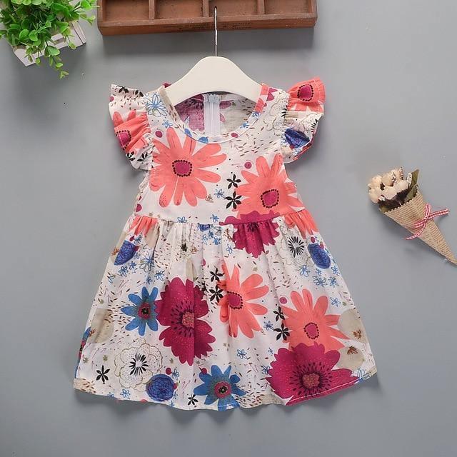 Robe trapèze en coton pour bébé, nouvelle collection été, vêtements pour enfants, robe tutu de princesse à fleurs pour filles