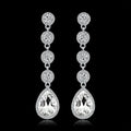 TREAZY Boucles d'oreilles pendantes de mariage en cristal pour femmes, couleur argent, pour mariées, cadeaux d'anniversaire, bijoux de fête