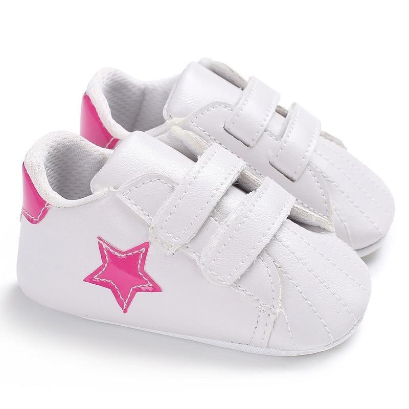 Chaussures bébé étoiles Premiers Pas Enfants Tout-petits Lacets Cuir PU Semelles Souples Baskets 0-18 Mois