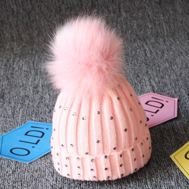 Tendance modeBonnet en fourrure tricotée chaude avec pompons pour bébés filles, idéal pour l'hiver, style élégant
