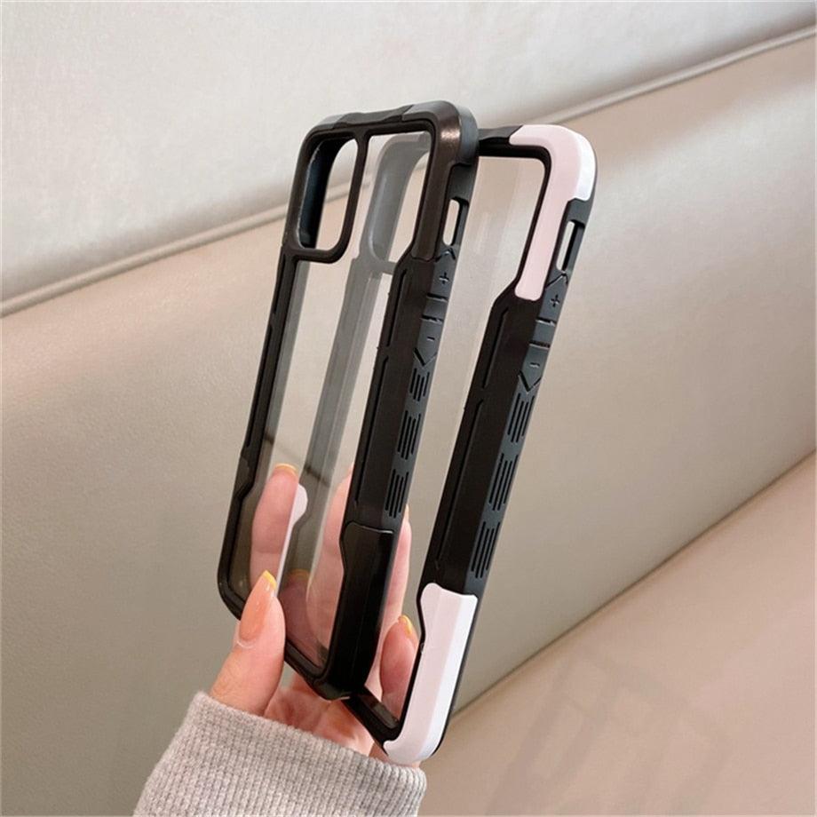 Coque de téléphone antichoc pour iPhone 12 11 13 Pro Max Coque transparente pour iPhone 11 12 13 Housse de protection complète rigide souple 360 degrés Design de luxe simple Housse de téléphone brillante pour iPhone