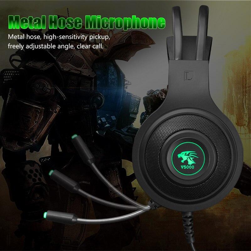 Casque de jeu STEVVEX LED moderne avec micro et contrôle vocal, casque de jeu filaire USB 3,5 mm, écouteurs professionnels pour ordinateur portable et jeux (prise 3,5 mm)