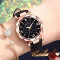 Montre décontractée en cuir pour femme, montre-bracelet à quartz, montre étoilée pour femme et fille