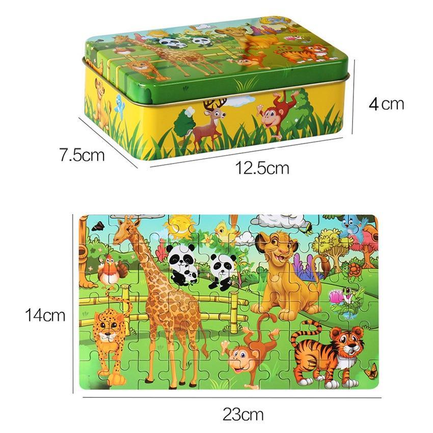 Nouveau puzzle en bois de 60 pièces, jouet pour enfants, puzzle en bois animaux de dessin animé, jouets d'apprentissage éducatifs précoces pour enfants, cadeau de Noël