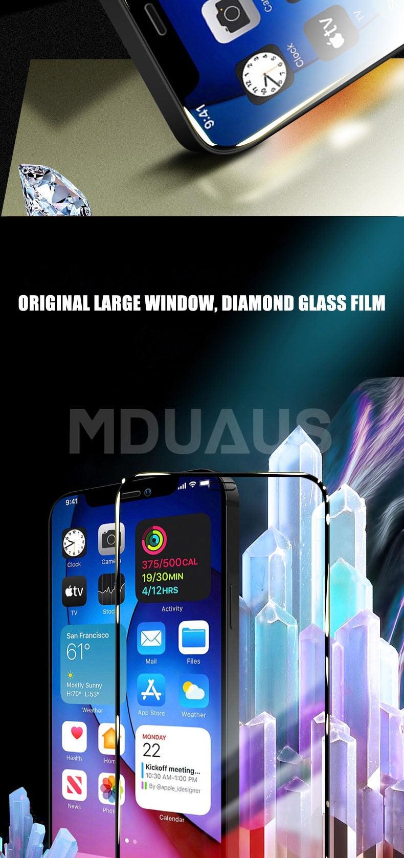 Verre de protection intégral 9999D pour iPhone 11 12 Pro XS Max X XR 12 mini, protection d'écran pour iPhone 8 7 6 6S Plus, film en verre trempé, coque de protection avant en verre trempé intégral pour iPhone