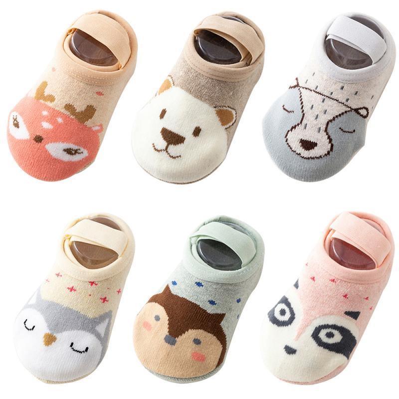 Chaussettes pour bébé de luxe modernes Chaussettes de marche pour nourrissons Chaussettes antidérapantes mignonnes en coton pour tout-petits 6 couleurs Chaussettes en polyester pour enfants