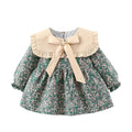 Robe de fille rétro moderne pour l'hiver, robe de nouveau-né, robe de soirée en coton à nœud floral mignon pour bébé