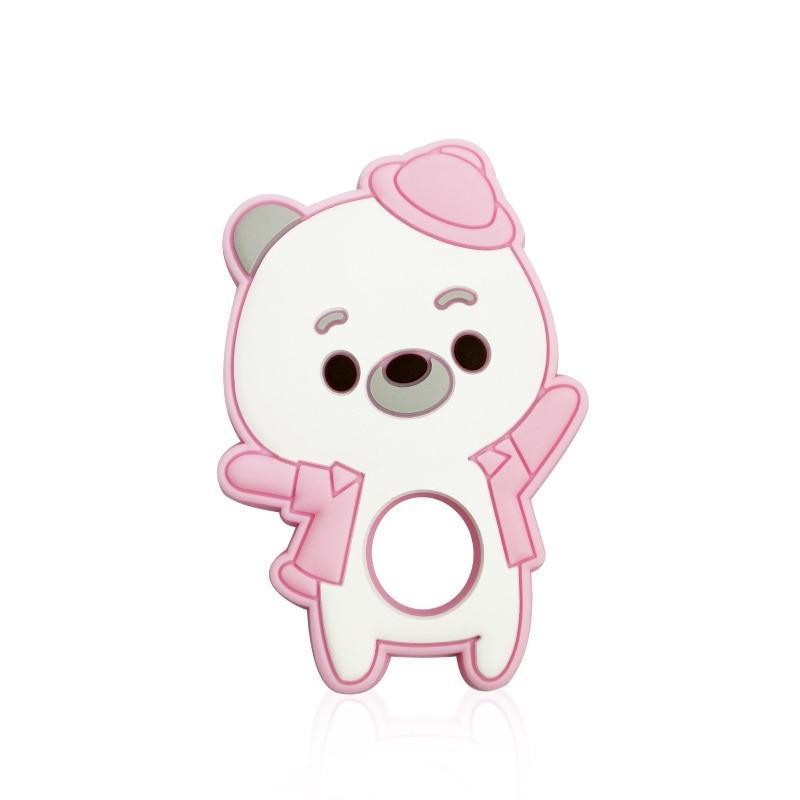 Anneaux de dentition en silicone pour bébé ours Perles en silicone Attaches sucette pour bébé Jouets de dentition Attaches tétine pour bébés garçons et filles