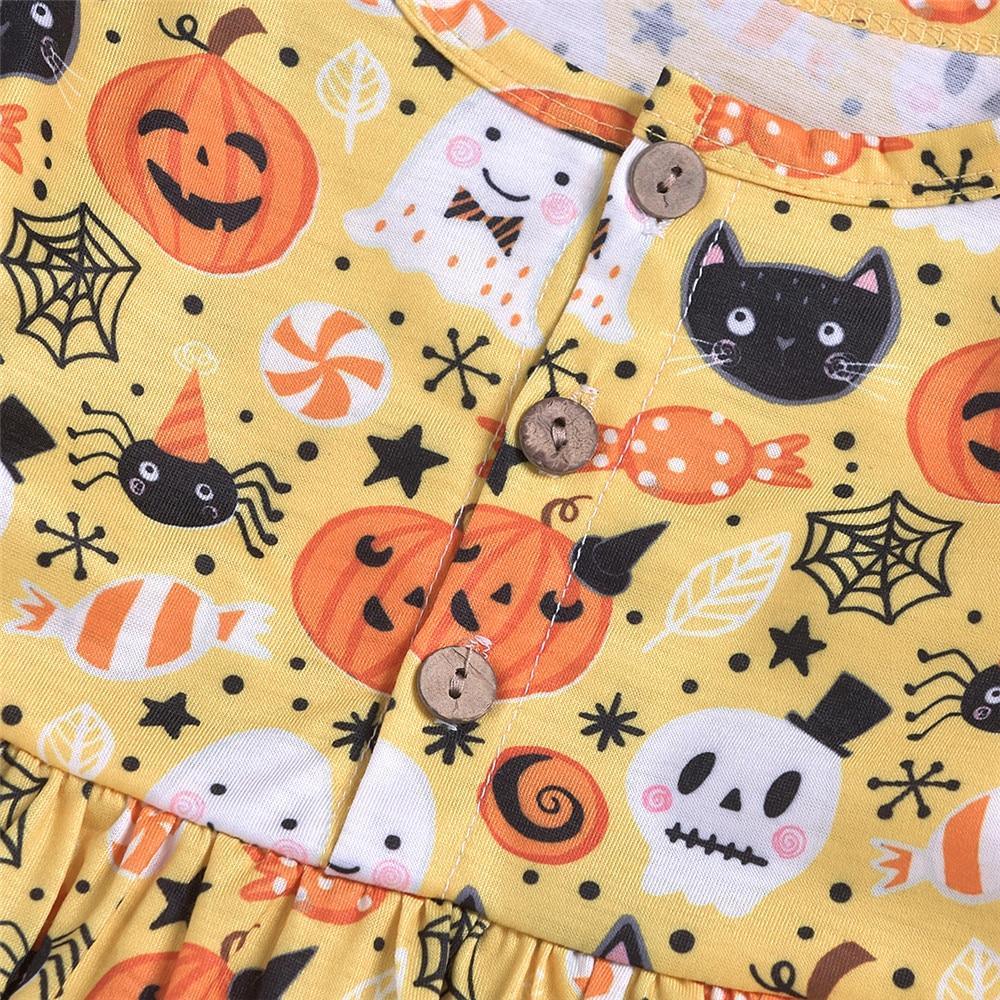 Robe moderne d'automne colorée pour bébés filles, de 1 à 6 ans, motif citrouille d'Halloween, saison automne
