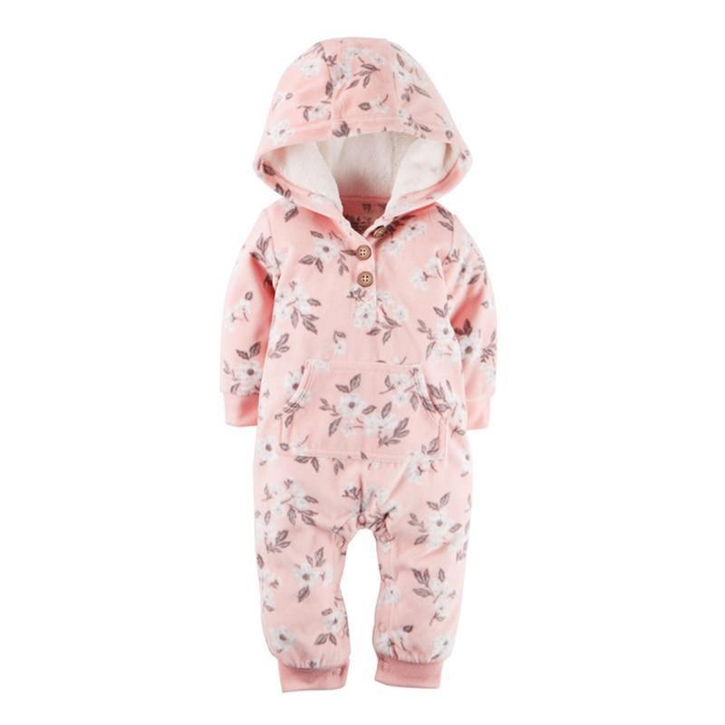 Combinaison à capuche en polaire à manches longues pour nouveau-nés, barboteuse moderne et populaire pour bébés filles et garçons