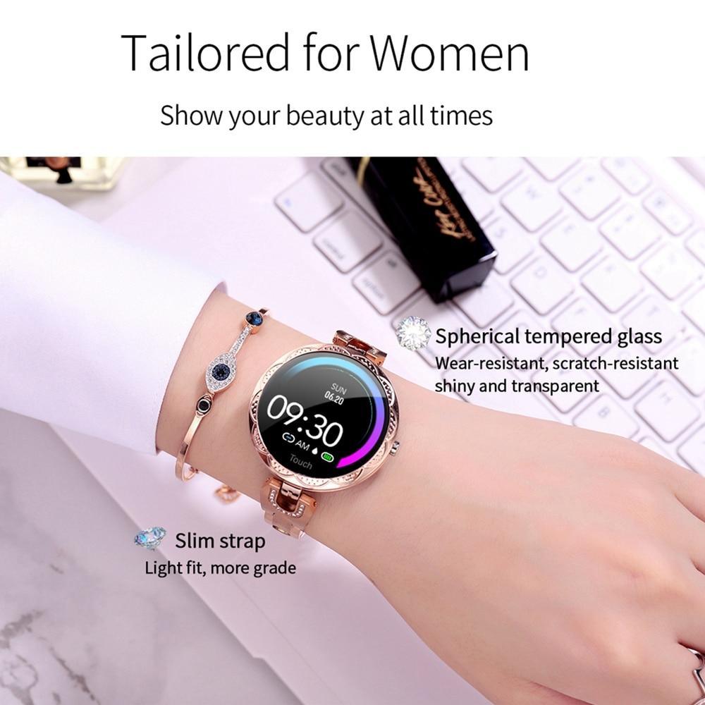 Montre connectée étanche pour femmes Moniteur de fréquence cardiaque Dispositif portable de sport Montre intelligente pour femmes Dames