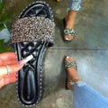 Crystal Chaussons Femme Bling Bling Sandales Plates Chaussures de Plage Été