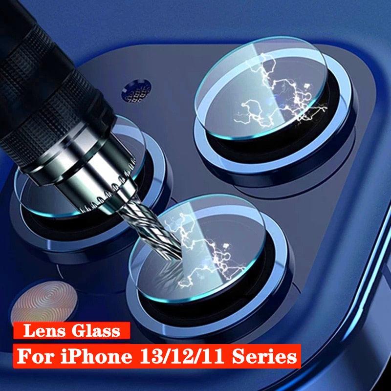 2 Films de Protection en Verre pour Objectif d'Appareil Photo pour iPhone 13 12 14 Pro Max Film Protecteur d'Écran pour iPhone 13 12 Mini 14 Pro Max Verre d'Objectif Mini Protecteur d'Objectif d'Appareil Photo
