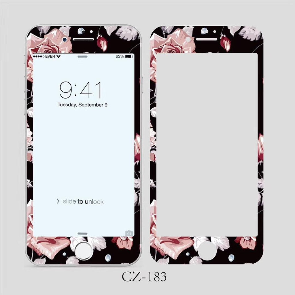 Verre trempé incurvé 3D pour iPhone 6 6s 7 8 Plus, motif fleurs tendance, protecteur d'écran, film de protection, protecteur d'écran en verre trempé conçu pour iPhone