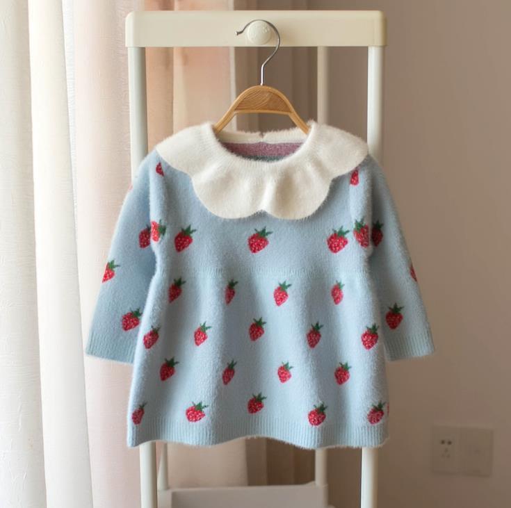 Vêtements tricotés chauds d'hiver en coton moderne pour bébés et tout-petits, hauts et robes pour filles