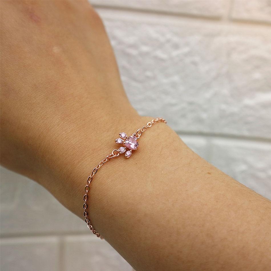 Élégant Bijoux de Mariage Moderne Chien Chat Patte Ours Griffe Cœur Rose AAA Zircon Cubique Chaîne Maillons Or Rose Bracelets de Luxe pour Femmes Bijoux de Fête Cadeau