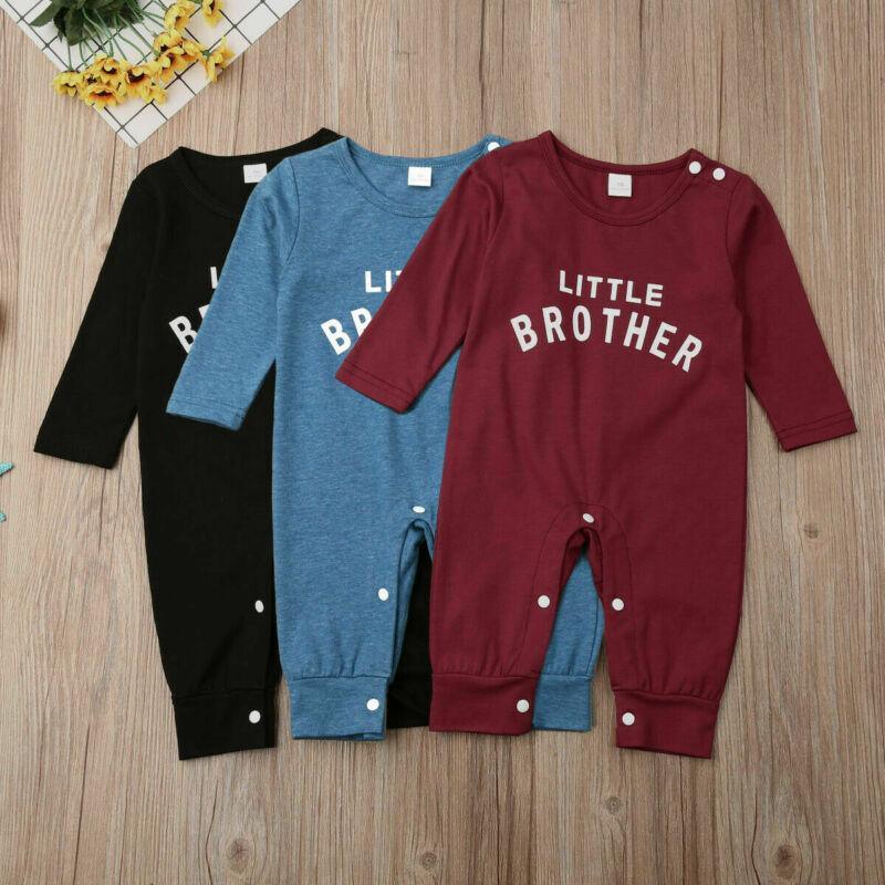 Bébé nouveau-né Filles Garçons Haut Barboteuse Combinaison Cache-couche Tenues Confortables Avec Texte Petit Frère Pour Garçons