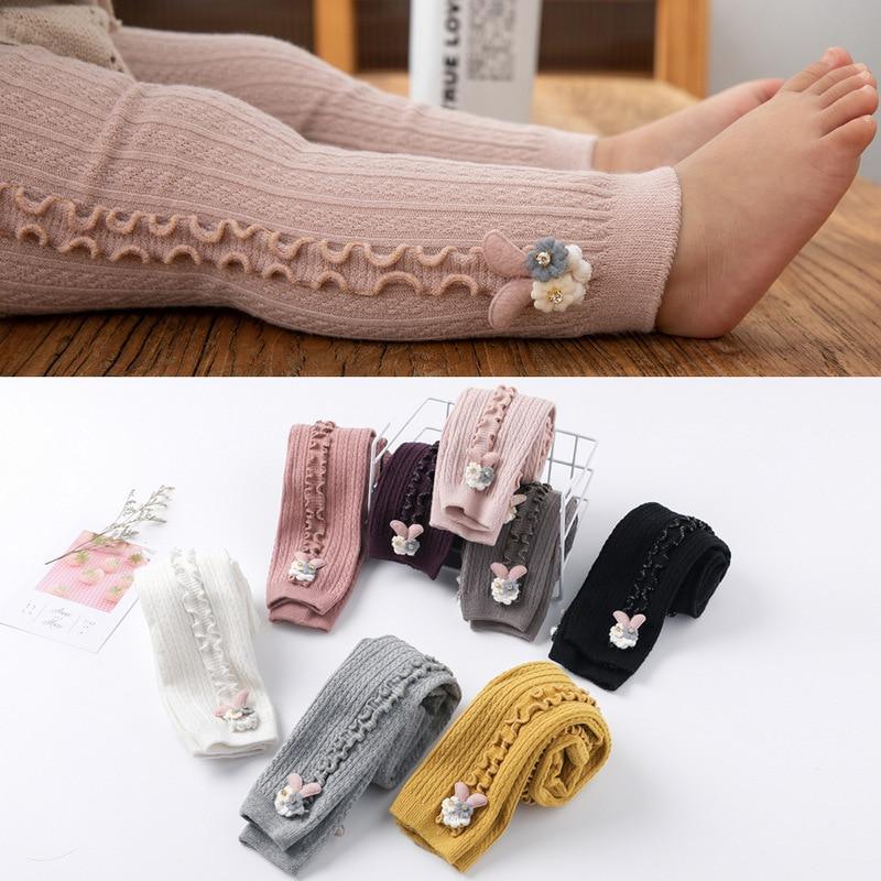 Pantalon Enfant - Joli Lapin Coloré - Legging Confortable en Tricot pour Bébés Filles