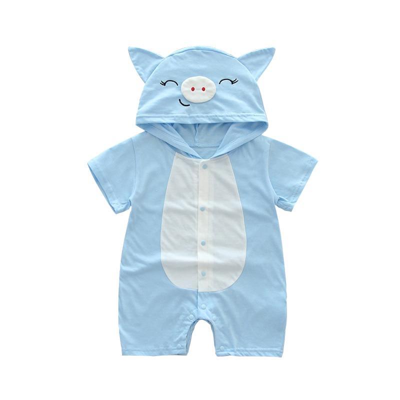 Grenouillère Bébé Été Barboteuse Imprimé Animal de Dessin Animé Fille et Garçon Costume en Coton Combinaison Nouveau-né
