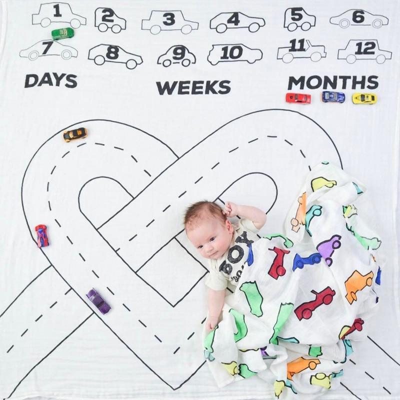 Couverture mensuelle de croissance pour nouveau-né, accessoire de photographie, fond en tissu pour bébé