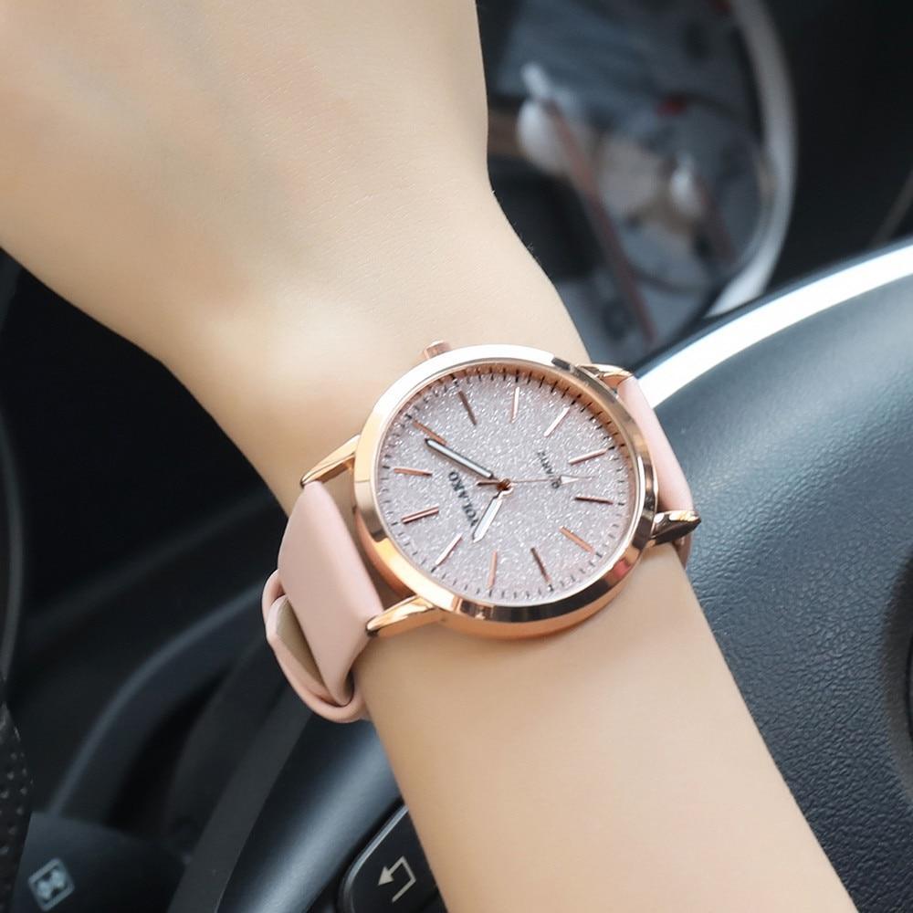 Montre Sky Watch pour femme, montre-bracelet décontractée à quartz avec bracelet en cuir, affichage analogique, montre de luxe pour femmes et jeunes filles
