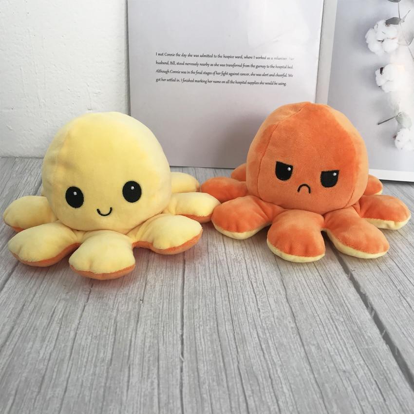 Poulpe en peluche réversible doux, jouet en peluche animal, accessoires pour la maison, poupée animal mignonne, cadeaux pour enfants, jouet en peluche pour bébé